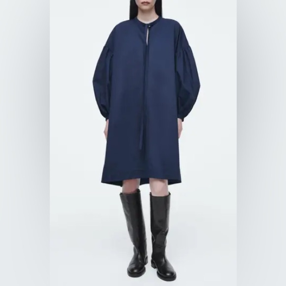 COS GATHERED TIE-DETAIL DRESS